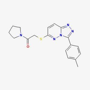 molecular formula C18H19N5OS B2932488 2-[[3-(4-Methylphenyl)-[1,2,4]triazolo[4,3-b]pyridazin-6-yl]sulfanyl]-1-pyrrolidin-1-ylethanone CAS No. 852375-30-5