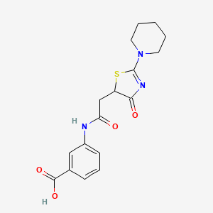 3-{2-[4-Oxo-2-(piperidin-1-yl)-4,5-dihydro-1,3-thiazol-5-yl]acetamido}benzoic acid