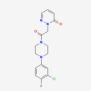 molecular formula C16H16ClFN4O2 B2932507 2-(2-(4-(3-chloro-4-fluorophenyl)piperazin-1-yl)-2-oxoethyl)pyridazin-3(2H)-one CAS No. 1211334-29-0