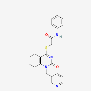 molecular formula C23H24N4O2S B2932510 2-((2-oxo-1-(pyridin-3-ylmethyl)-1,2,5,6,7,8-hexahydroquinazolin-4-yl)thio)-N-(p-tolyl)acetamide CAS No. 899954-81-5