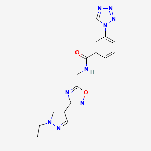 N-((3-(1-ethyl-1H-pyrazol-4-yl)-1,2,4-oxadiazol-5-yl)methyl)-3-(1H-tetrazol-1-yl)benzamide