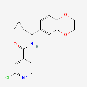 molecular formula C18H17ClN2O3 B2932545 2-chloro-N-[cyclopropyl(2,3-dihydro-1,4-benzodioxin-6-yl)methyl]pyridine-4-carboxamide CAS No. 1259131-47-9
