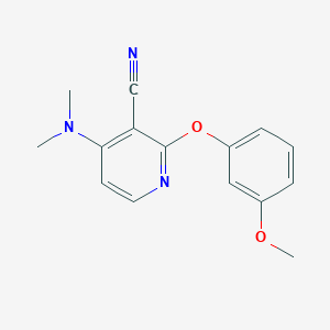 molecular formula C15H15N3O2 B2932583 4-(二甲氨基)-2-(3-甲氧基苯氧基)烟腈 CAS No. 341967-13-3
