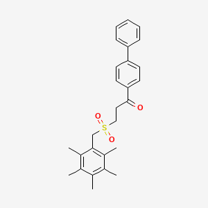 molecular formula C27H30O3S B2932585 1-[1,1'-Biphenyl]-4-yl-3-[(2,3,4,5,6-pentamethylbenzyl)sulfonyl]-1-propanone CAS No. 868256-25-1