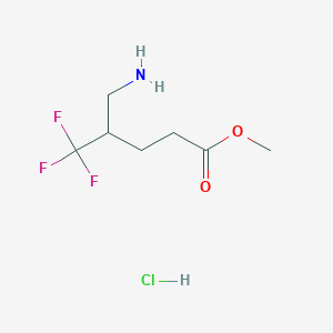 molecular formula C7H13ClF3NO2 B2932594 Methyl 5-amino-4-(trifluoromethyl)pentanoate hydrochloride CAS No. 911634-66-7