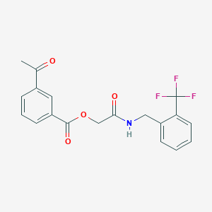 molecular formula C19H16F3NO4 B2932595 2-Oxo-2-((2-(trifluoromethyl)benzyl)amino)ethyl 3-acetylbenzoate CAS No. 1794799-10-2