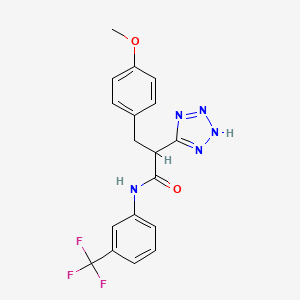 molecular formula C18H16F3N5O2 B2932599 3-(4-methoxyphenyl)-2-(2H-tetrazol-5-yl)-N-[3-(trifluoromethyl)phenyl]propanamide CAS No. 483993-21-1