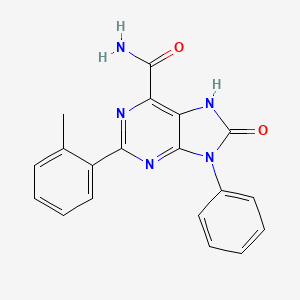 molecular formula C19H15N5O2 B2932609 8-氧代-9-苯基-2-(邻甲苯基)-8,9-二氢-7H-嘌呤-6-甲酰胺 CAS No. 887216-81-1