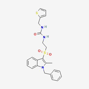 molecular formula C24H25N3O3S2 B2932620 1-(2-((1-benzyl-2-methyl-1H-indol-3-yl)sulfonyl)ethyl)-3-(thiophen-2-ylmethyl)urea CAS No. 946291-84-5
