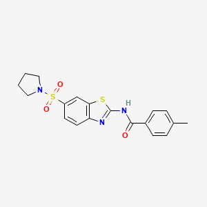 molecular formula C19H19N3O3S2 B2932622 4-甲基-N-(6-(吡咯烷-1-基磺酰基)苯并[d]噻唑-2-基)苯甲酰胺 CAS No. 692746-06-8