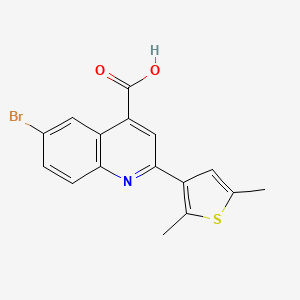 molecular formula C16H12BrNO2S B2932634 6-Bromo-2-(2,5-dimethylthiophen-3-yl)quinoline-4-carboxylic acid CAS No. 350999-86-9