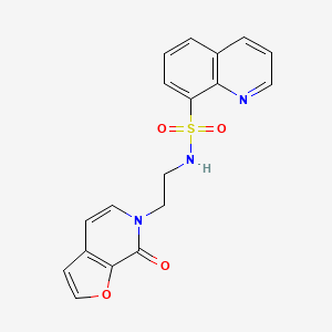 molecular formula C18H15N3O4S B2932639 N-(2-(7-oxofuro[2,3-c]pyridin-6(7H)-yl)ethyl)quinoline-8-sulfonamide CAS No. 2034324-30-4