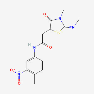 molecular formula C14H16N4O4S B2932671 (E)-2-(3-methyl-2-(methylimino)-4-oxothiazolidin-5-yl)-N-(4-methyl-3-nitrophenyl)acetamide CAS No. 937698-70-9