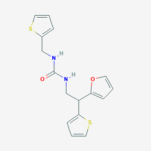 molecular formula C16H16N2O2S2 B2932678 3-[2-(Furan-2-yl)-2-(thiophen-2-yl)ethyl]-1-[(thiophen-2-yl)methyl]urea CAS No. 2097859-78-2