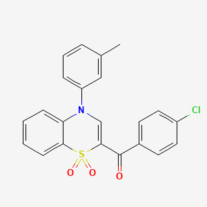 molecular formula C22H16ClNO3S B2932686 (4-chlorophenyl)[4-(3-methylphenyl)-1,1-dioxido-4H-1,4-benzothiazin-2-yl]methanone CAS No. 1114653-48-3