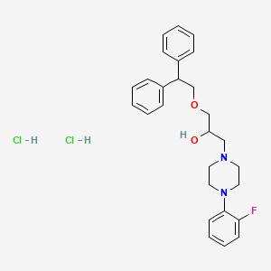 molecular formula C27H33Cl2FN2O2 B2932699 1-(2,2-Diphenylethoxy)-3-(4-(2-fluorophenyl)piperazin-1-yl)propan-2-ol dihydrochloride CAS No. 1351589-09-7