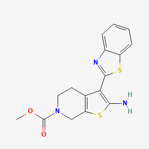 molecular formula C16H15N3O2S2 B2932700 methyl 2-amino-3-(benzo[d]thiazol-2-yl)-4,5-dihydrothieno[2,3-c]pyridine-6(7H)-carboxylate CAS No. 1251577-78-2