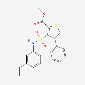 molecular formula C20H19NO4S2 B2932722 3-[(3-乙基苯基)磺酰基]-4-苯硫代吩-2-甲酸甲酯 CAS No. 895263-44-2