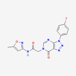molecular formula C16H12FN7O3 B2932738 2-(3-(4-fluorophenyl)-7-oxo-3H-[1,2,3]triazolo[4,5-d]pyrimidin-6(7H)-yl)-N-(5-methylisoxazol-3-yl)acetamide CAS No. 847384-53-6