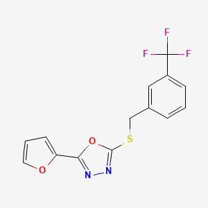 molecular formula C14H9F3N2O2S B2932742 2-(呋喃-2-基)-5-((3-(三氟甲基)苄基)硫代)-1,3,4-恶二唑 CAS No. 1170430-91-7