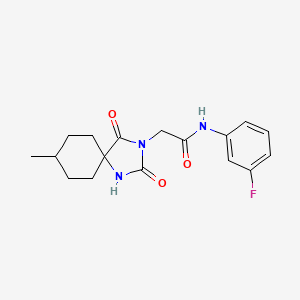 molecular formula C17H20FN3O3 B2932750 N-(3-氟苯基)-2-(8-甲基-2,4-二氧代-1,3-二氮杂螺[4.5]癸-3-基)乙酰胺 CAS No. 849689-11-8