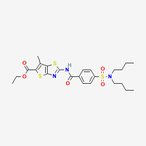 molecular formula C24H31N3O5S3 B2932751 ethyl 2-(4-(N,N-dibutylsulfamoyl)benzamido)-6-methylthieno[2,3-d]thiazole-5-carboxylate CAS No. 683790-95-6