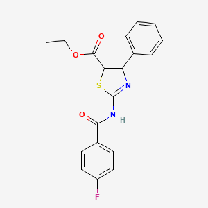 molecular formula C19H15FN2O3S B2932761 2-(4-氟苯甲酰胺基)-4-苯基噻唑-5-甲酸乙酯 CAS No. 312929-38-7