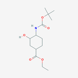 molecular formula C14H25NO5 B2932768 Ethyl (1S,3R,4R)-4-{[(tert-butoxy)carbonyl]-amino}-3-hydroxycyclohexane-1-carboxylate CAS No. 1823399-61-6