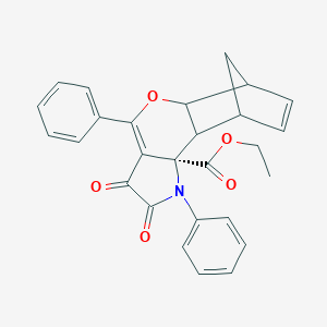 molecular formula C27H23NO5 B293278 ethyl (3R)-5,6-dioxo-4,8-diphenyl-9-oxa-4-azatetracyclo[9.2.1.02,10.03,7]tetradeca-7,12-diene-3-carboxylate 