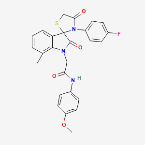 molecular formula C26H22FN3O4S B2932782 2-(3'-(4-fluorophenyl)-7-methyl-2,4'-dioxospiro[indoline-3,2'-thiazolidin]-1-yl)-N-(4-methoxyphenyl)acetamide CAS No. 899943-59-0