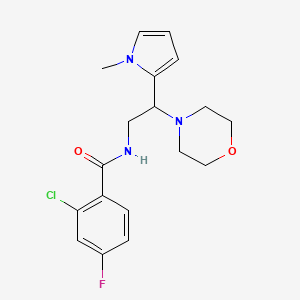 molecular formula C18H21ClFN3O2 B2932784 2-chloro-4-fluoro-N-(2-(1-methyl-1H-pyrrol-2-yl)-2-morpholinoethyl)benzamide CAS No. 1049462-26-1