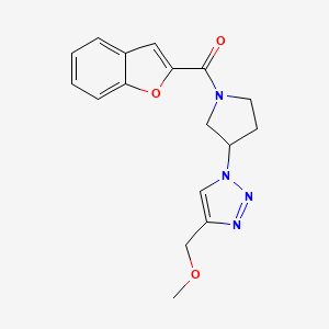 molecular formula C17H18N4O3 B2932788 1-[1-(1-benzofuran-2-carbonyl)pyrrolidin-3-yl]-4-(methoxymethyl)-1H-1,2,3-triazole CAS No. 2034465-23-9
