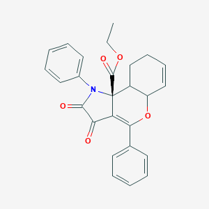 molecular formula C26H23NO5 B293279 Ethyl 2,3-dioxo-1,4-diphenyl-2,3,5a,8,9,9a-hexahydrochromeno[4,3-b]pyrrole-9b(1H)-carboxylate 
