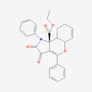 Ethyl 2,3-dioxo-1,4-diphenyl-2,3,5a,8,9,9a-hexahydrochromeno[4,3-b]pyrrole-9b(1H)-carboxylate