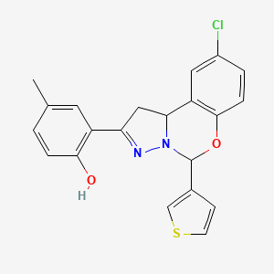 2-(9-Chloro-5-thien-3-yl-1,10b-dihydropyrazolo[1,5-c][1,3]benzoxazin-2-yl)-4-methylphenol