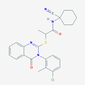 molecular formula C25H25ClN4O2S B2932796 2-[3-(3-chloro-2-methylphenyl)-4-oxoquinazolin-2-yl]sulfanyl-N-(1-cyanocyclohexyl)propanamide CAS No. 938941-85-6
