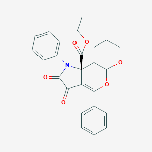 molecular formula C25H23NO6 B293280 ethyl (2R)-4,5-dioxo-3,7-diphenyl-8,10-dioxa-3-azatricyclo[7.4.0.02,6]tridec-6-ene-2-carboxylate 