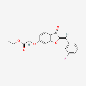 molecular formula C20H17FO5 B2932804 (Z)-ethyl 2-((2-(3-fluorobenzylidene)-3-oxo-2,3-dihydrobenzofuran-6-yl)oxy)propanoate CAS No. 620546-56-7