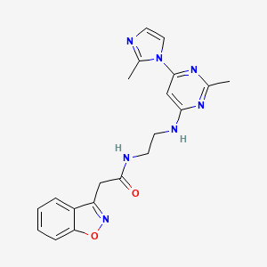 2-(benzo[d]isoxazol-3-yl)-N-(2-((2-methyl-6-(2-methyl-1H-imidazol-1-yl)pyrimidin-4-yl)amino)ethyl)acetamide