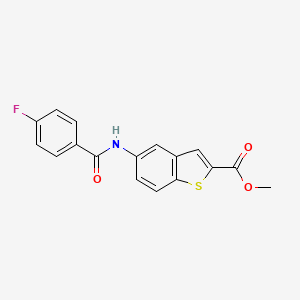 molecular formula C17H12FNO3S B2932818 Methyl 5-[(4-fluorobenzoyl)amino]-1-benzothiophene-2-carboxylate CAS No. 477847-50-0