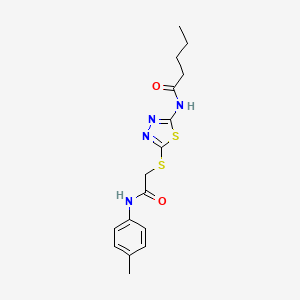 N-(5-((2-oxo-2-(p-tolylamino)ethyl)thio)-1,3,4-thiadiazol-2-yl)pentanamide