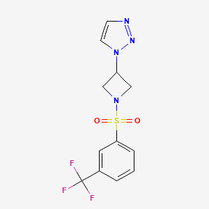 molecular formula C12H11F3N4O2S B2932825 1-(1-((3-(三氟甲基)苯基)磺酰基)氮杂环丁-3-基)-1H-1,2,3-三唑 CAS No. 2034381-03-6