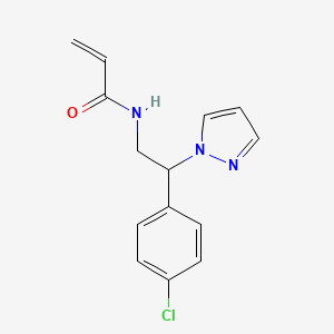 molecular formula C14H14ClN3O B2932836 N-[2-(4-chlorophenyl)-2-(1H-pyrazol-1-yl)ethyl]prop-2-enamide CAS No. 2094887-57-5