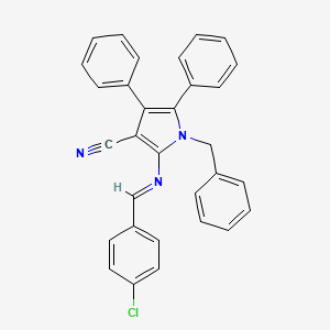 1-benzyl-2-[(E)-[(4-chlorophenyl)methylidene]amino]-4,5-diphenyl-1H-pyrrole-3-carbonitrile