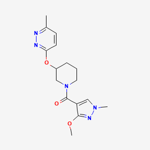 molecular formula C16H21N5O3 B2932847 (3-methoxy-1-methyl-1H-pyrazol-4-yl)(3-((6-methylpyridazin-3-yl)oxy)piperidin-1-yl)methanone CAS No. 2034577-34-7