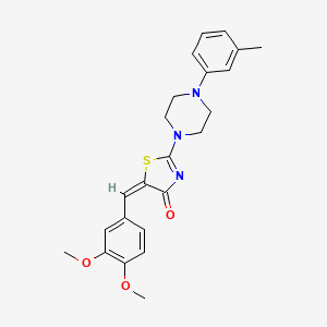 molecular formula C23H25N3O3S B2932856 (E)-5-(3,4-dimethoxybenzylidene)-2-(4-(m-tolyl)piperazin-1-yl)thiazol-4(5H)-one CAS No. 848918-77-4