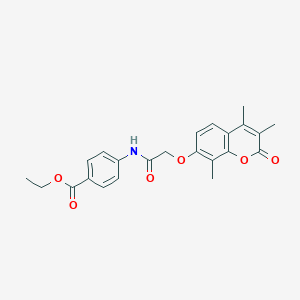 molecular formula C23H23NO6 B293286 ethyl 4-({[(3,4,8-trimethyl-2-oxo-2H-chromen-7-yl)oxy]acetyl}amino)benzoate 