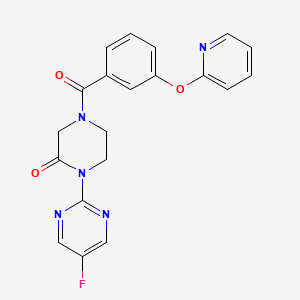 molecular formula C20H16FN5O3 B2932860 1-(5-Fluoropyrimidin-2-yl)-4-(3-pyridin-2-yloxybenzoyl)piperazin-2-one CAS No. 2310124-87-7