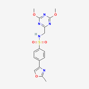 molecular formula C16H17N5O5S B2932862 N-((4,6-dimethoxy-1,3,5-triazin-2-yl)methyl)-4-(2-methyloxazol-4-yl)benzenesulfonamide CAS No. 2034275-64-2