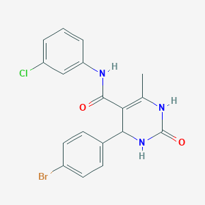 molecular formula C18H15BrClN3O2 B2932868 4-(4-bromophenyl)-N-(3-chlorophenyl)-6-methyl-2-oxo-1,2,3,4-tetrahydropyrimidine-5-carboxamide CAS No. 421575-95-3
